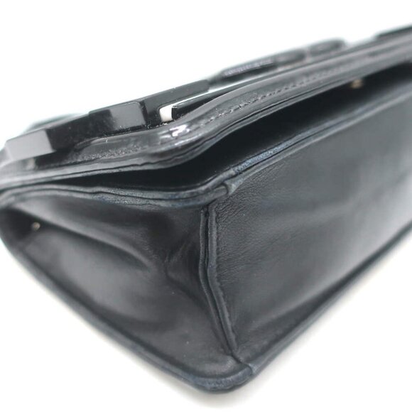 Chanel Boy Brick Striped Flap Bag Black & White Patent Leather Small Crossbody - Picture 13 of 16